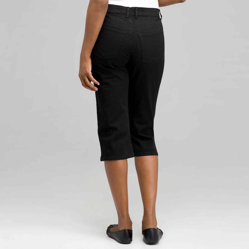 Classic Denim Straight Leg Capri, Black, large image number 1