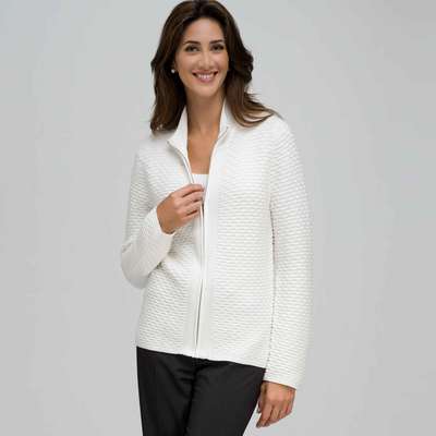 Textured Zip Front Cardigan